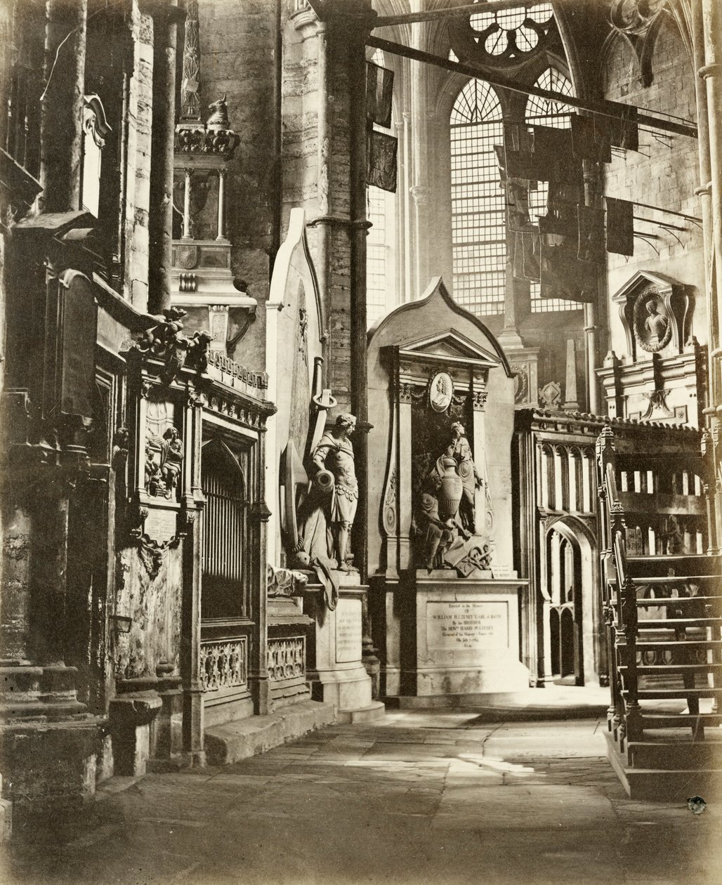 Norra gången i Westminster Abbey, London, c1860 av Victor A Prout