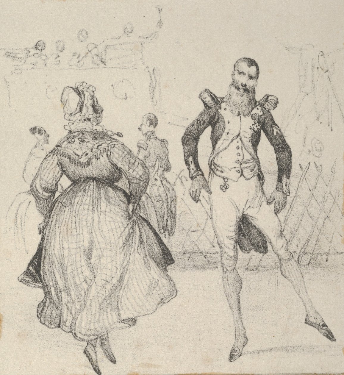 En soldat och en kvinna som dansar, mitten av 1800-talet. av Victor Adam