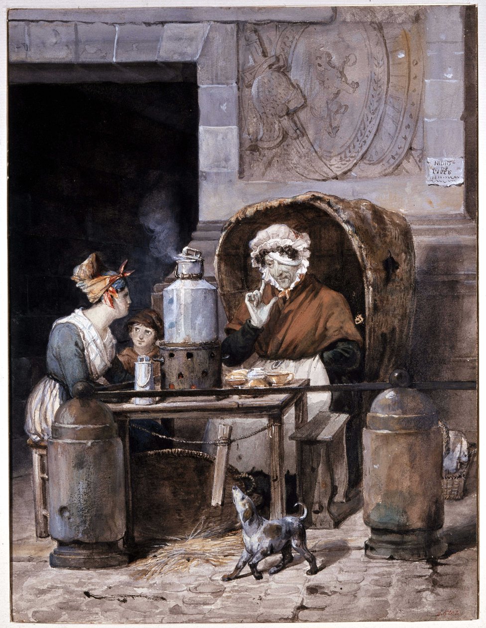 Caféhandlare på gatan - av Adam, v.1850 av Victor Adam