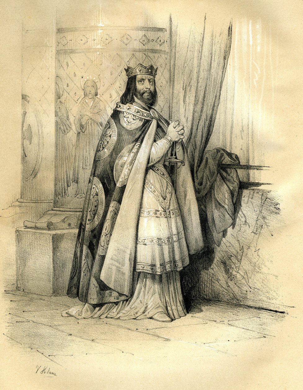 Dagobert 1 (v.600-639) kung av Austrasien (623-629), kung av alla franker (629-634), kung av Neustrien och Burgund (634-639). Dagobert 1:s regentskap av Victor Adam