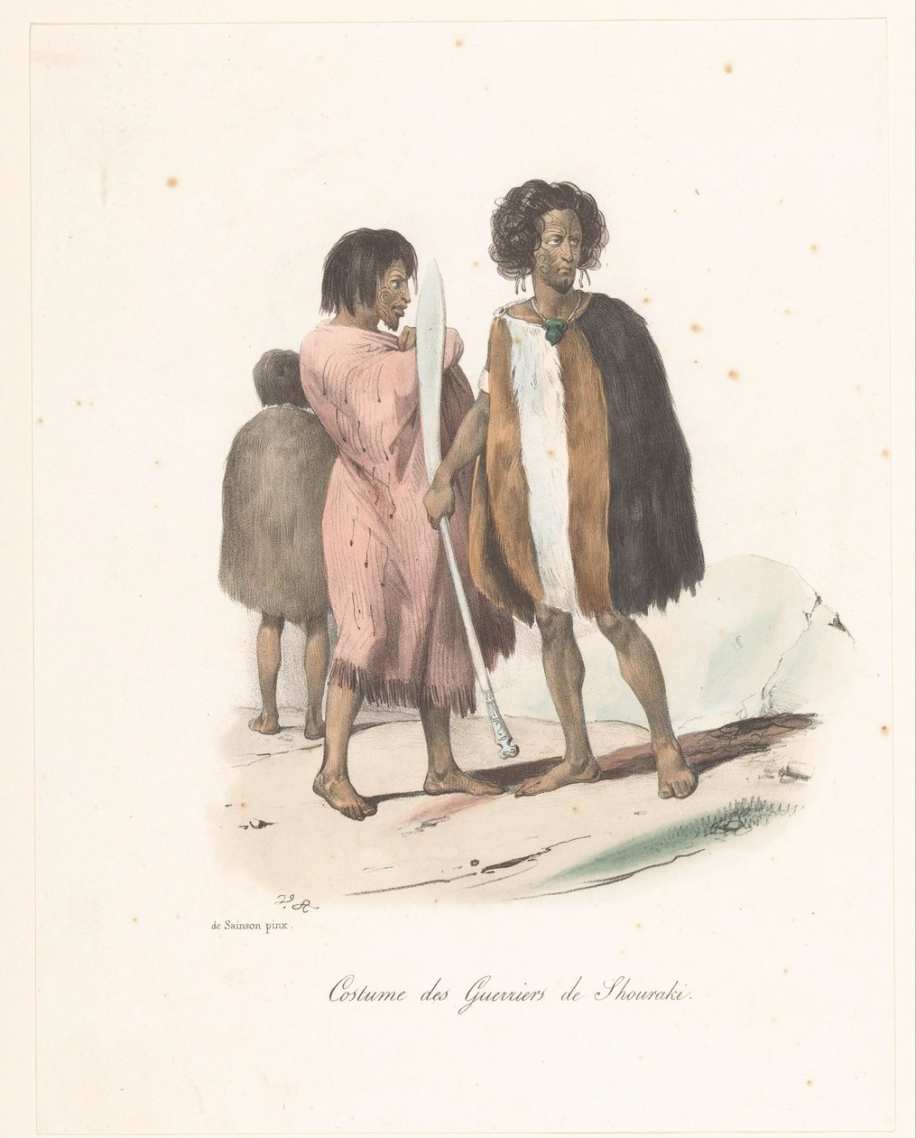 Kläder för krigarna i Shouraki (Nya Zeeland) Costume des Guerriers de Shouraki (titel på objekt) Voyage of Discovery of the Astrolabe (serietitel) Voyage de découvertes de l