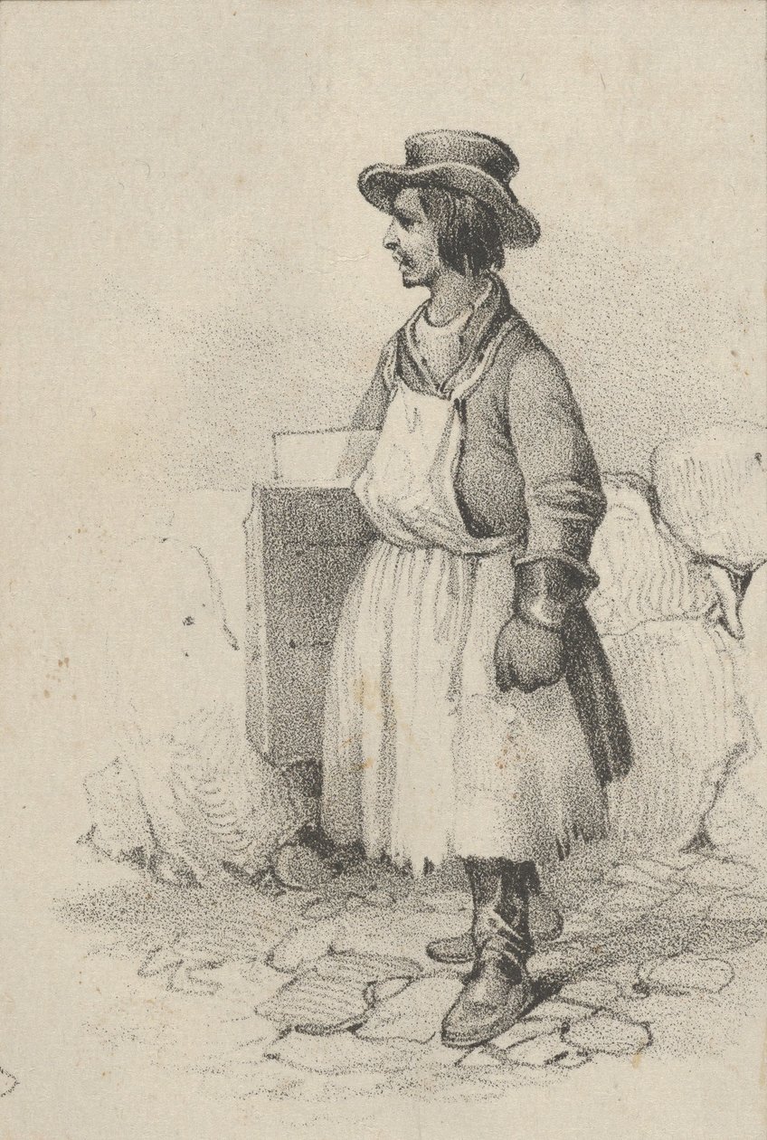 Man bär förkläde och hatt, mitten av 1800-talet. av Victor Adam