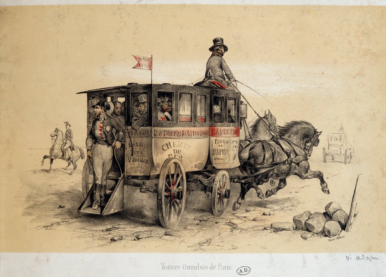 Paris omnibusbil - Litografi av Adam, ca. 1840 av Victor Adam