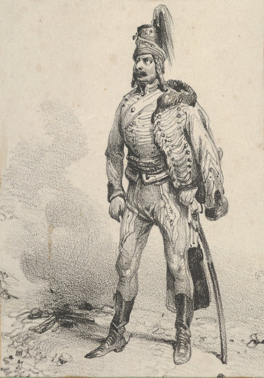 Stående soldat med sin jacka på ena axeln, mitten av 1800-talet. av Victor Adam