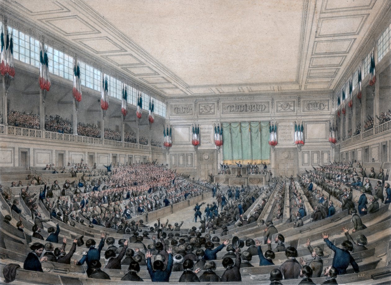 "Nationalförsamlingen är i varaktighet!", Paris, 15 maj 1848. av Victor Adam
