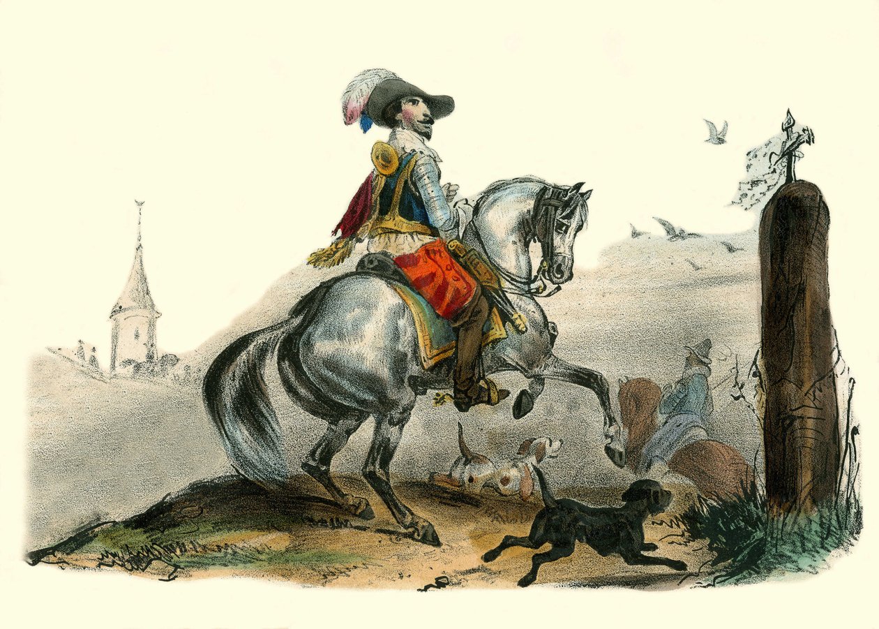Viscounten av Sommiere, Languedoc-herre och landsherre. I "" Album Grotesque, Choices of Outstanding Types", illustrationer av Victor Adam, Paris, cirka 1850. av Victor Adam