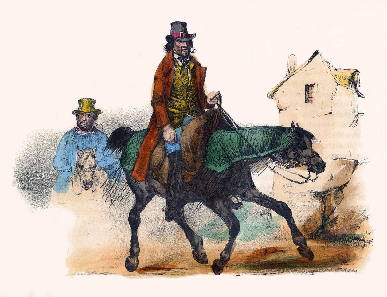 Nötköttshandlaren travar genom att beräkna sin vinst. I "" Album Grotesque, Choices of Outstanding Types", illustrationer av Victor Adam, Paris, cirka 1850. av Victor Adam