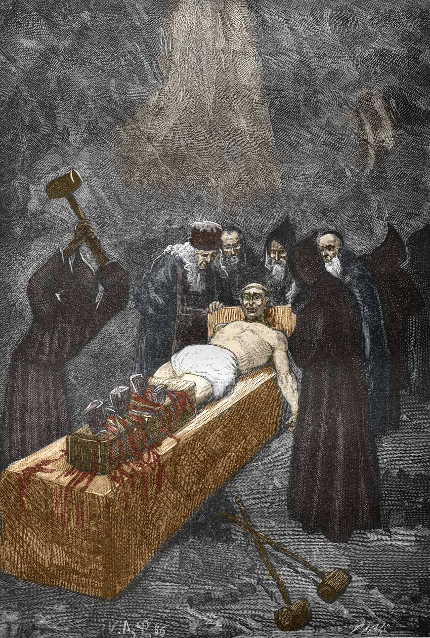 Fall av Posssedes of Loudun (demoner de Loudun) omkring 1630: häxjakt, den franske prästen Urbain Grandier (1590-1634) som påstås ingå en pakt med djävulen och anklagar för att ha förhäxat nunnor, är tortyr till broderi - (Urbain) Grandier, franska av Victor Armand Poirson