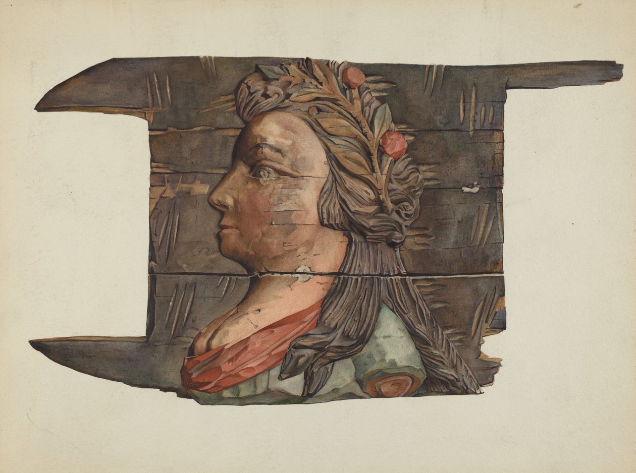 Träsnideri, ca. 1938. av Victor F. Muollo