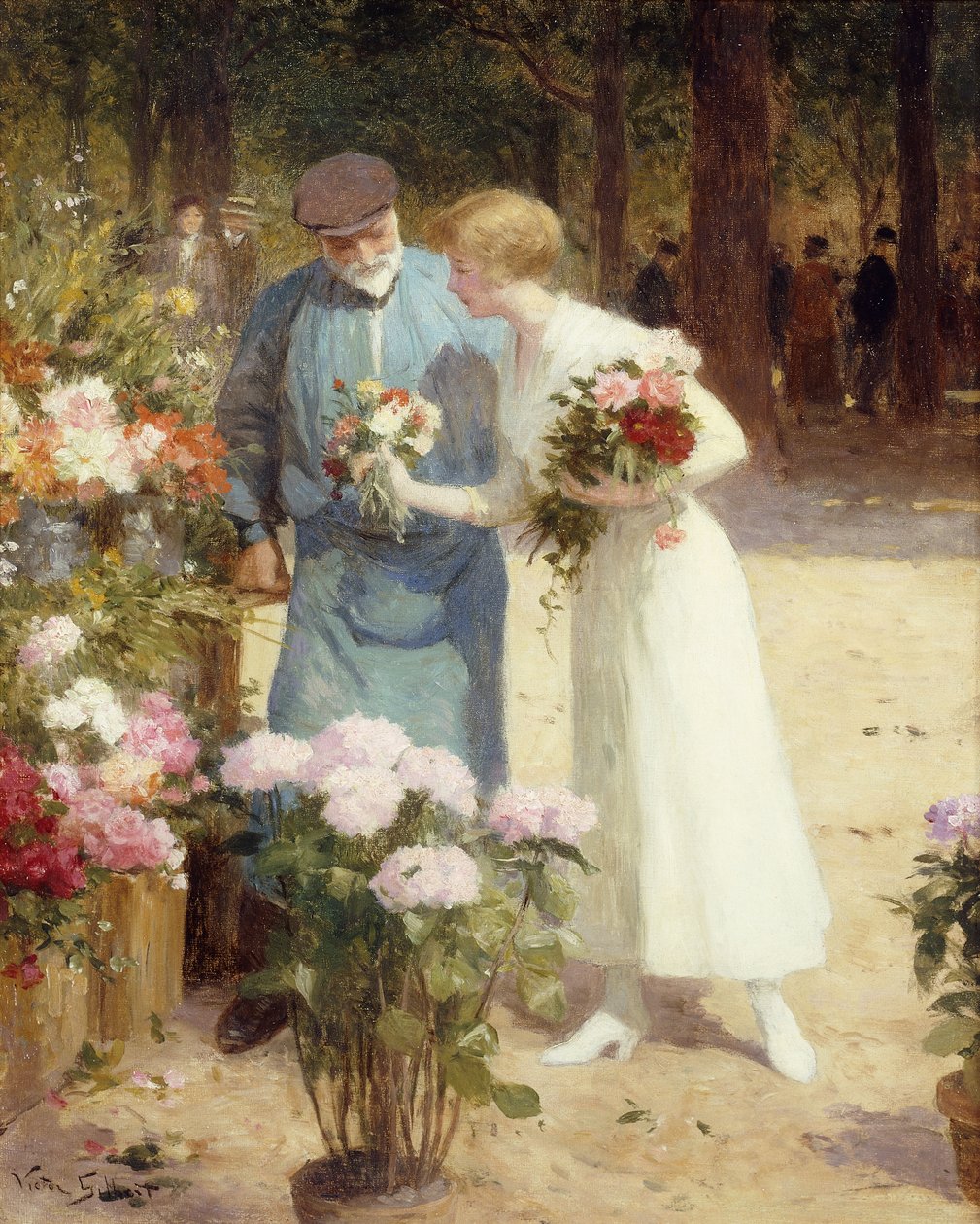 På Blomstermarknaden; På blomstermarknaden, av Victor Gabriel Gilbert