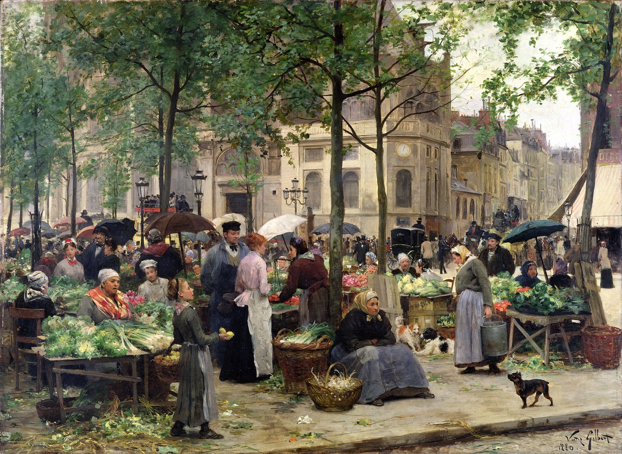 Torget framför Les Halles, 1880 av Victor Gabriel Gilbert