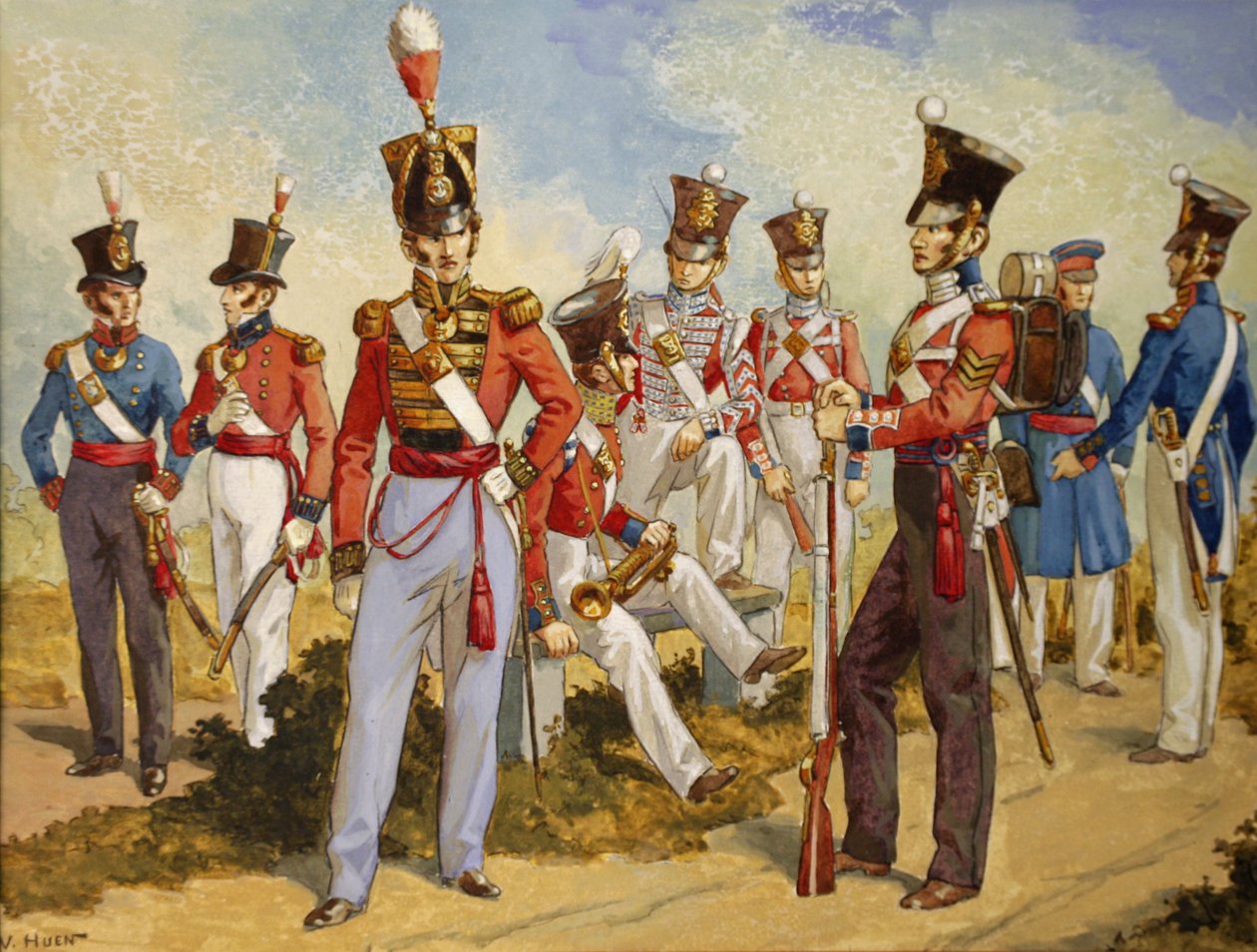 Royal Marines Uniforms 1815-1850, ca 1924 (wc på papper) av Victor Huen