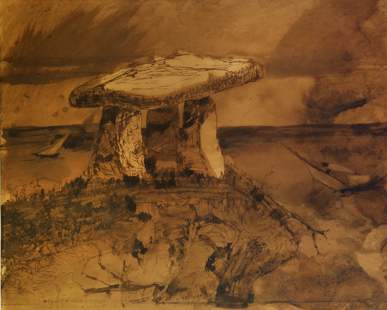 Dolmen där den skuggiga munnen talar till mig (penna och bläck och tvätt på papper) av Victor Hugo