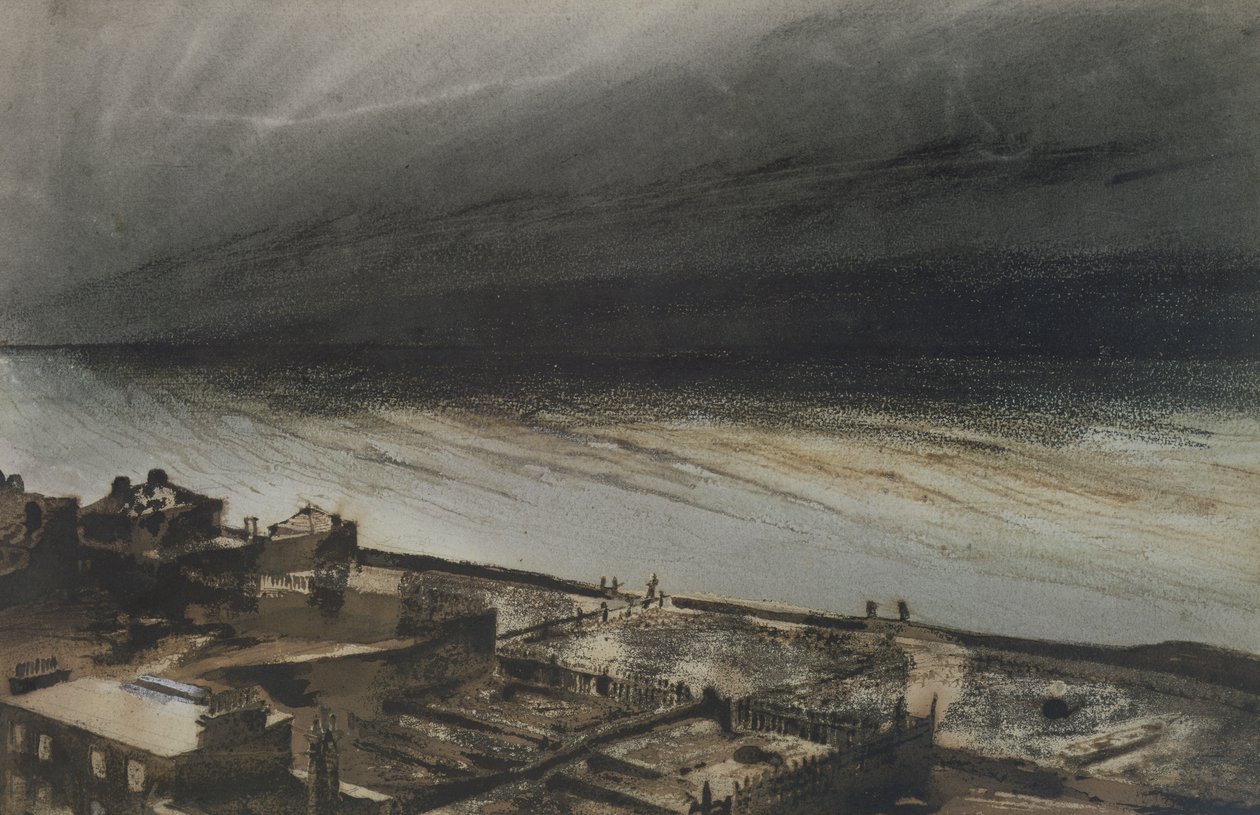 Marine-Terrace, Jersey, 1855 (kol, penna och gouache på papper) av Victor Hugo