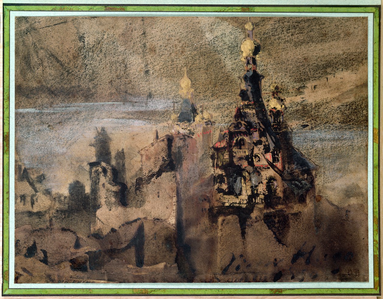 Minne av Spanien, 1850 (bläcktvätt och gouache på papper) av Victor Hugo
