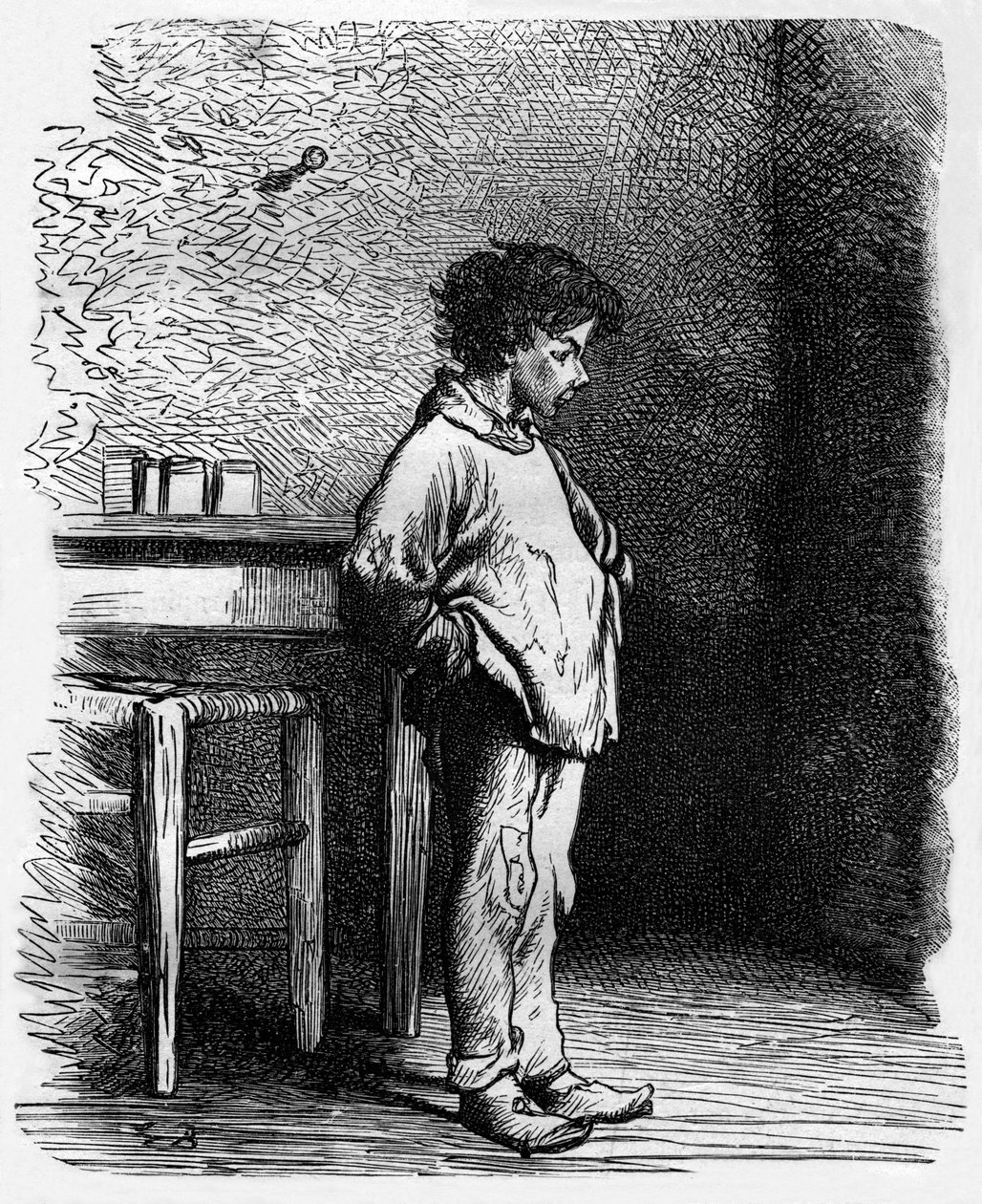 Navet, Gavroches vän, illustration till romanen "Les Miserables" av Victor Hugo (4:e delen: L