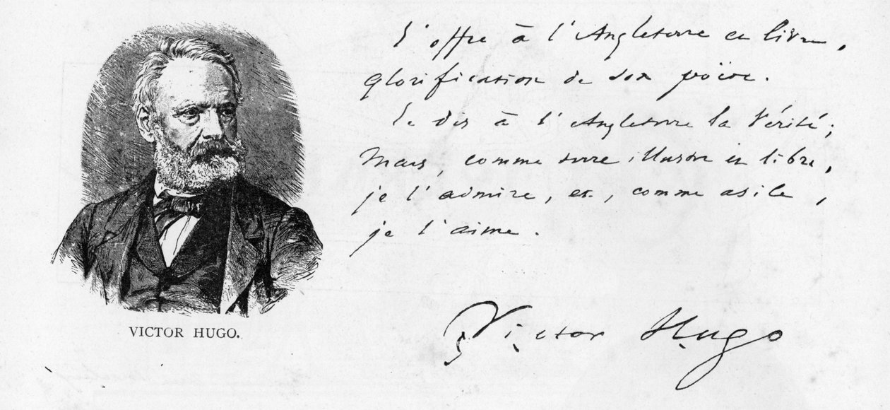 Victor Hugos dedikation till England av sin bok om Shakespeare, ca 1864 av Victor Hugo