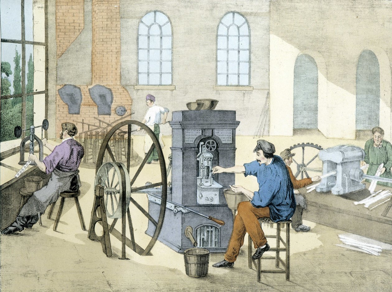 Myntaffär (myntprägling) (mynttillverkning), litho de Janson. 1800-talet. av Victor Janson