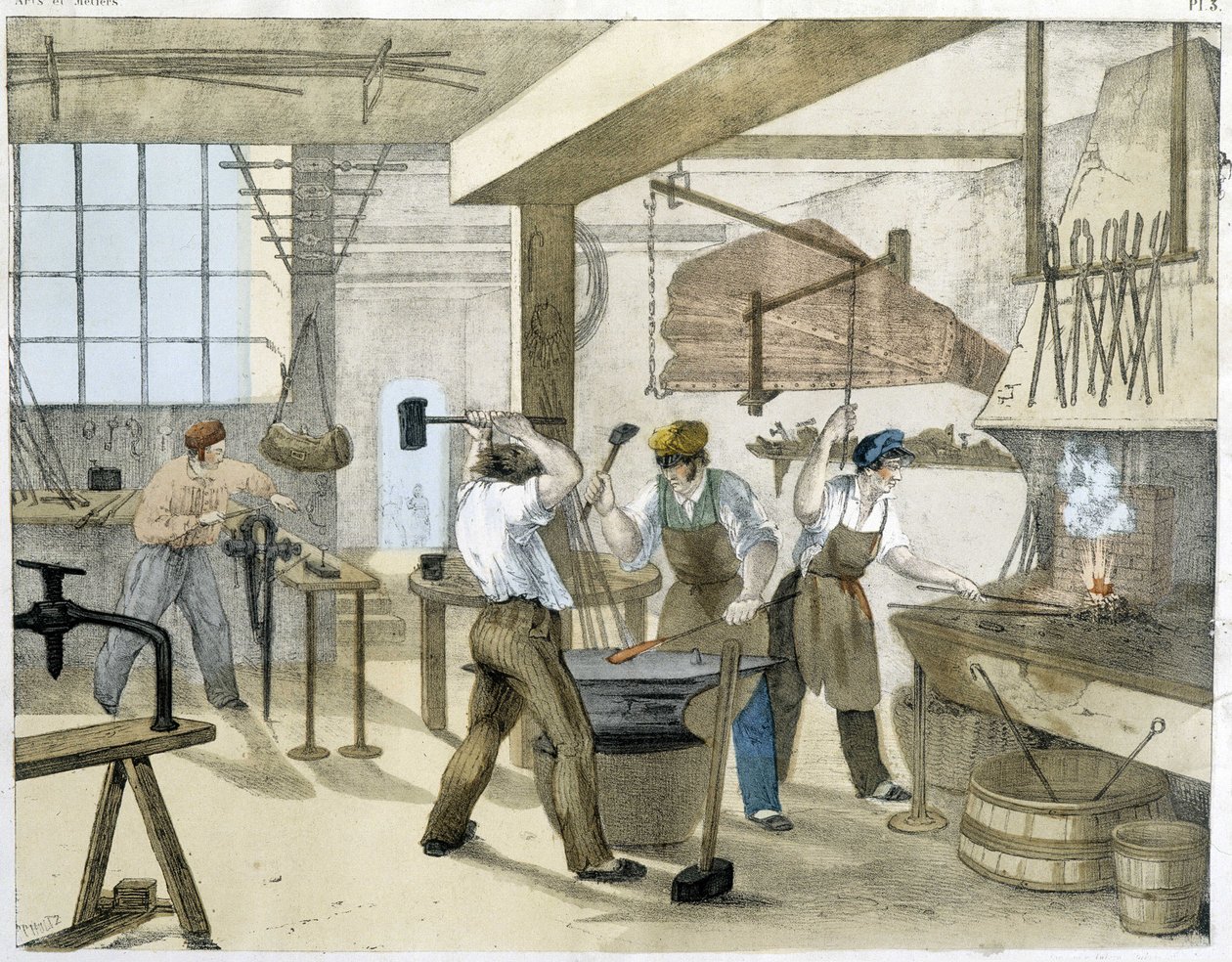 Låssmeden, litho av Janson. 1800-talet. av Victor Janson