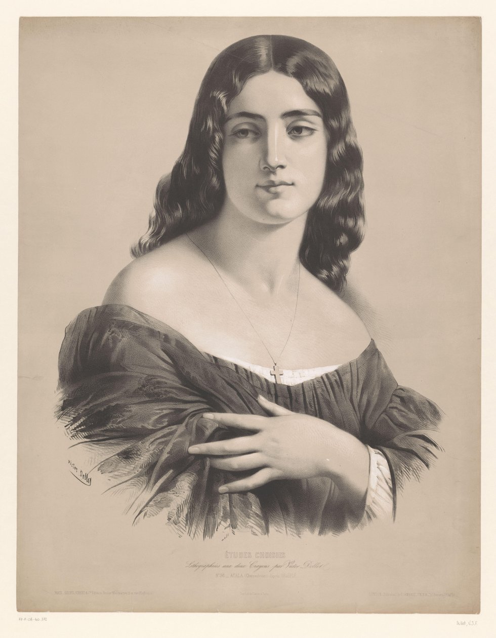 atala Atala (Chateaubriant) (titel på objekt) Studier av utvalda artister (serietitel) Etudes choisies (serietitel på objekt) av Victor Jean François Dollet