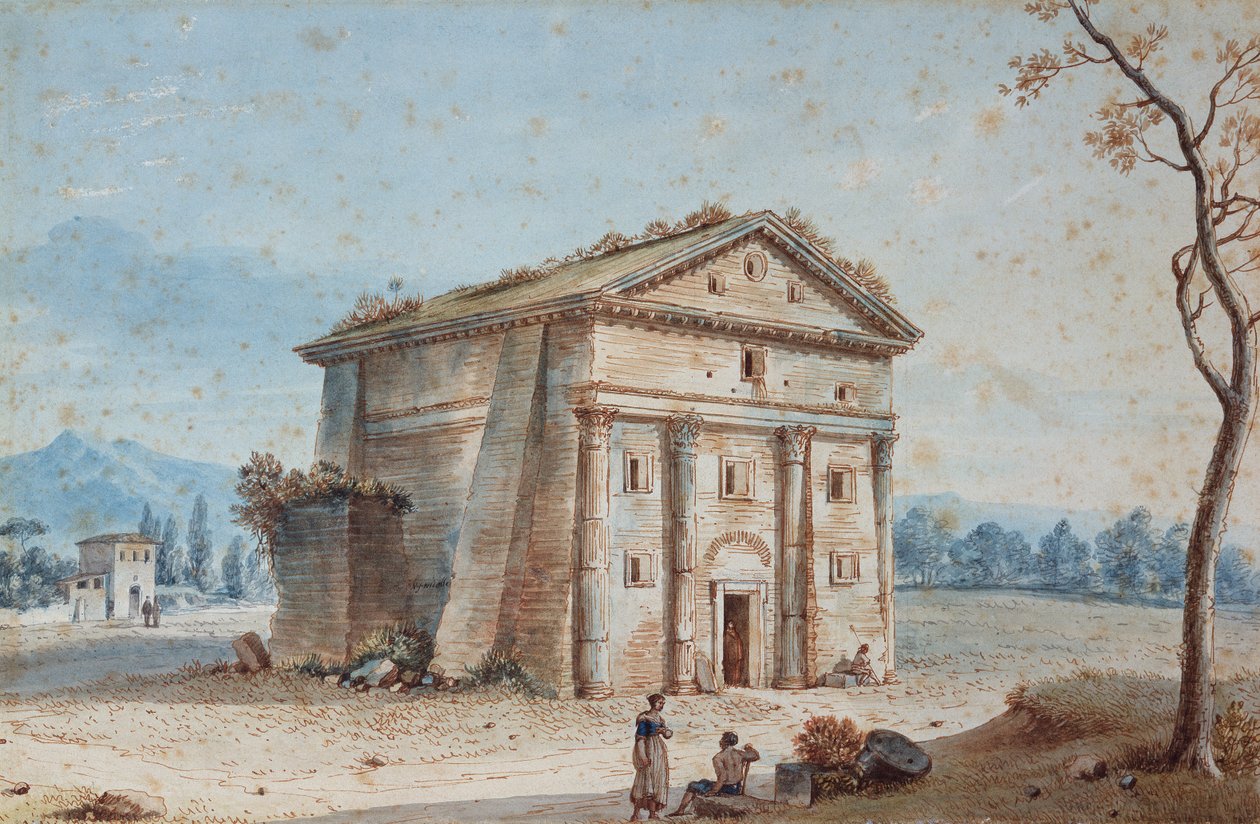 Romersk grav på den romerska landsbygden på Via Appia (ritning) av Victor Jean Nicolle