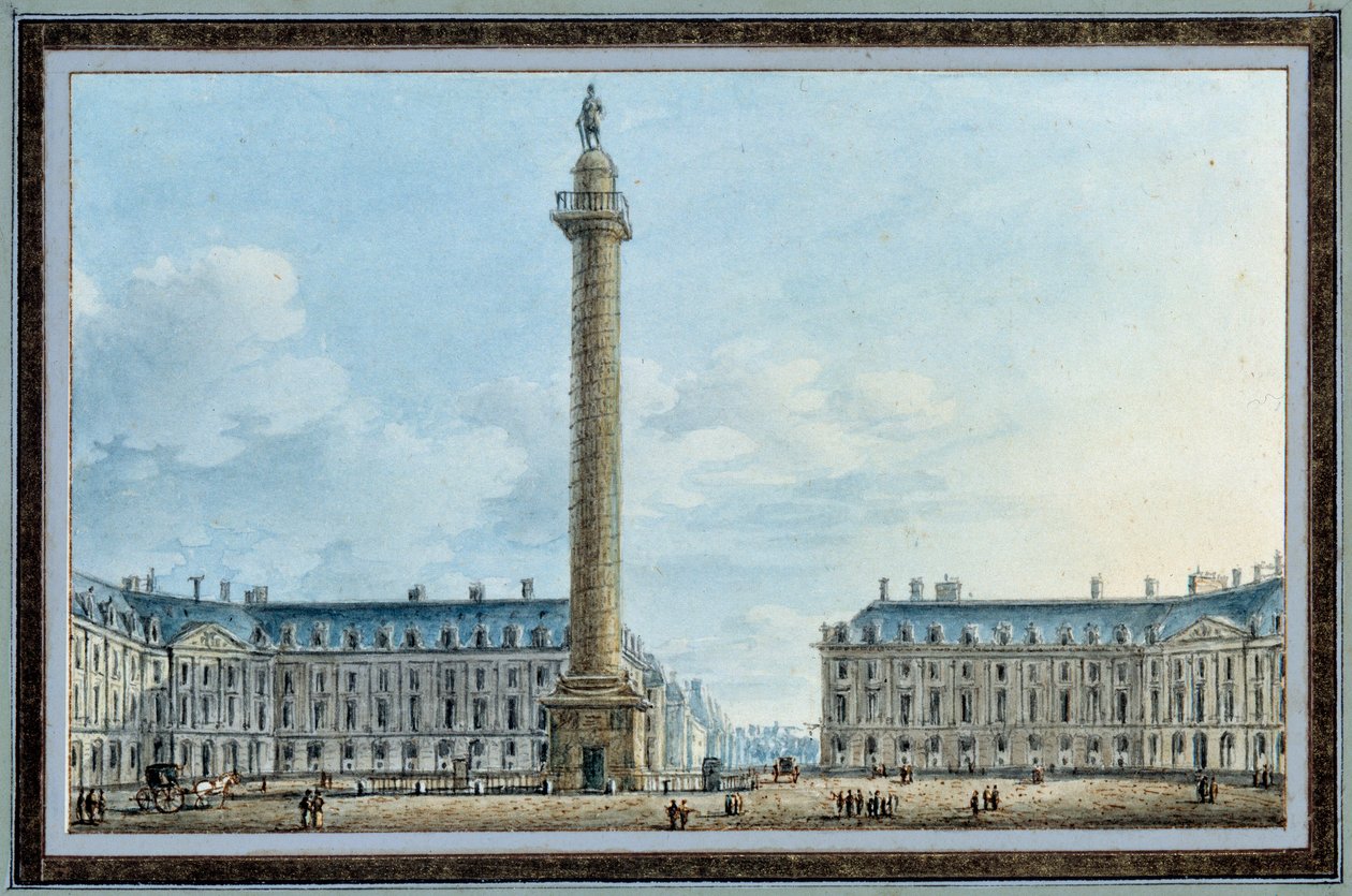 Utsikt över den belliciska kolonnen placerad Place Vendome i Paris Akvarell av Victor Jean Nicolle (1754-1828) Runt 1810 sön. 0,67x0,12 m Malmaison, musee du chateau av Victor Jean Nicolle