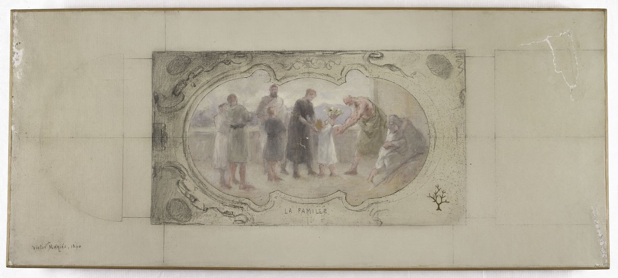Skiss till Galerie Lobau, Hôtel de Ville, Paris: Familjen av Victor Jean Pierre Maziès