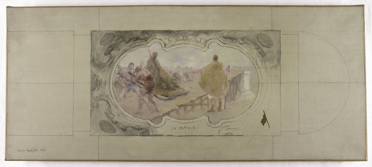Skiss för Lobau-galleriet i Paris stadshus: La Patrie av Victor Jean Pierre Maziès