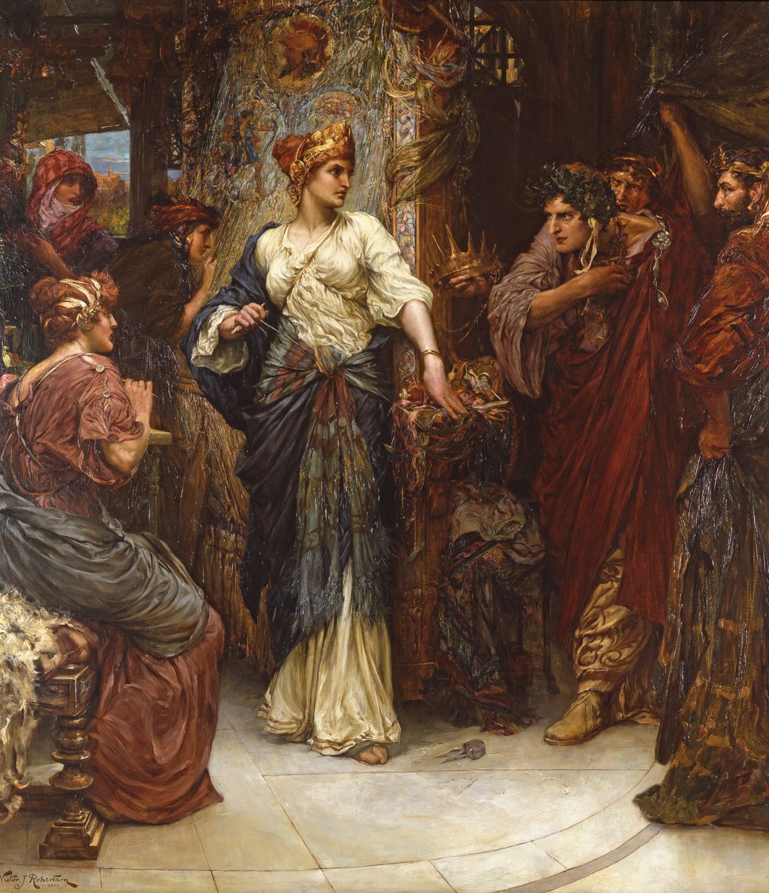 Penelope och friarna, 1900 av Victor John Robertson