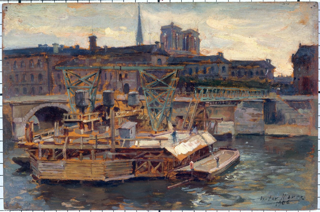 Arbete på tunnelbanelinjen Notre-Dame Bridge av Victor Marec