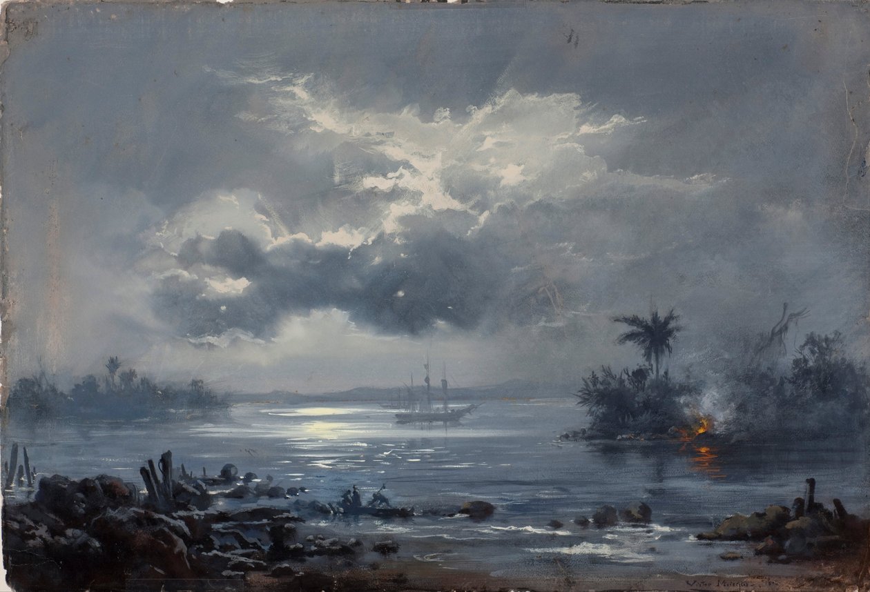Studie för "Passage of Humaitá" av Victor Meirelles