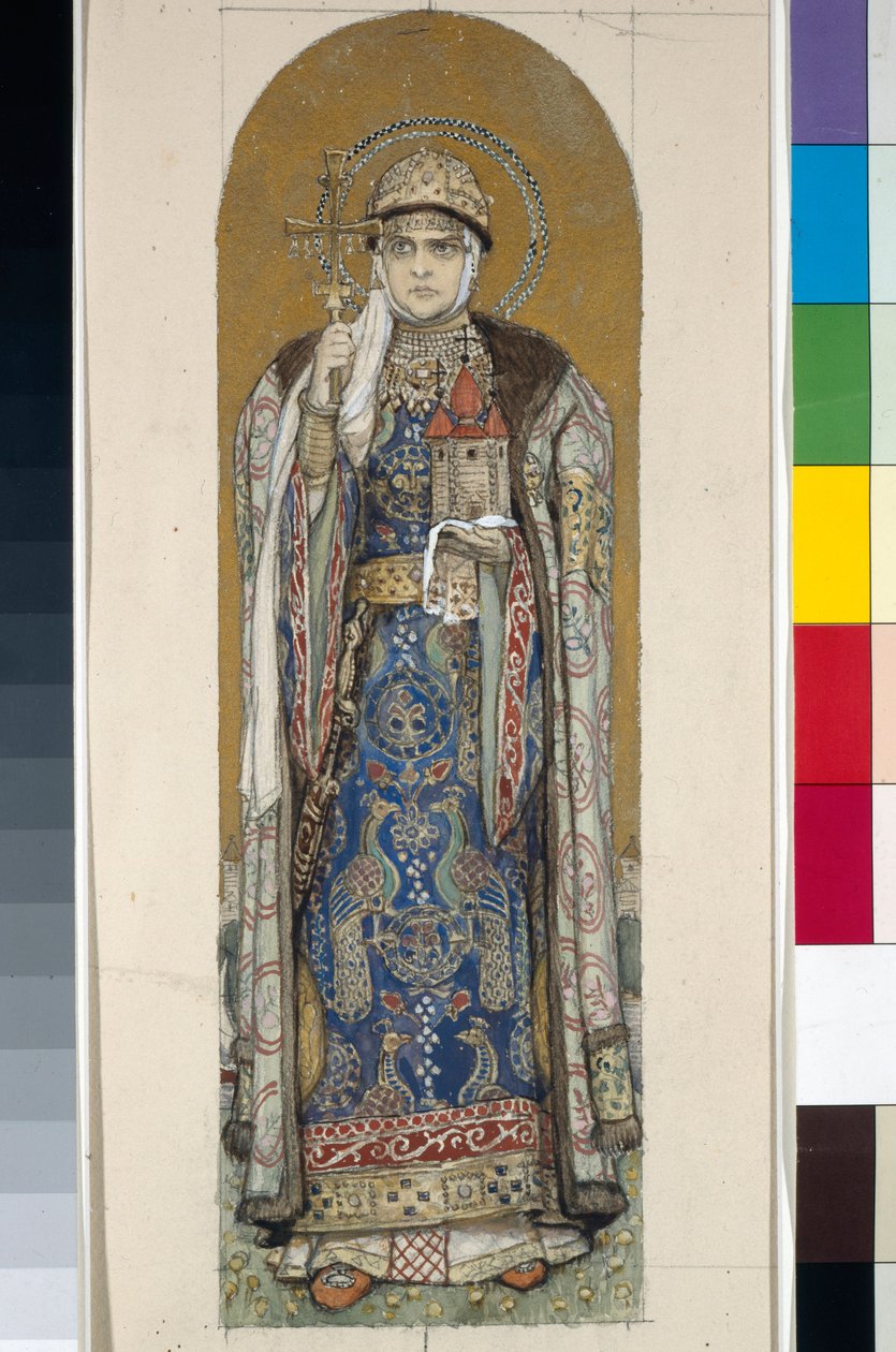 Saint Olga, Princess of Kiev (Studie för fresker i St Vladimirs katedral i Kiev) av Victor Mikhailovich Vasnetsov