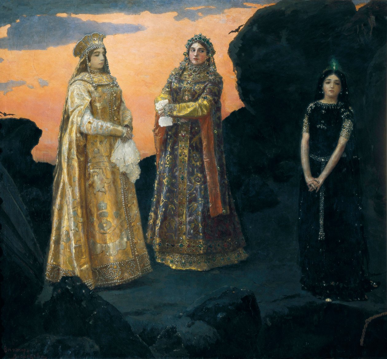 Tre tsarevna av underjordiska kungligheter. Målning av Viktor Vasnetsov av Victor Mikhailovich Vasnetsov