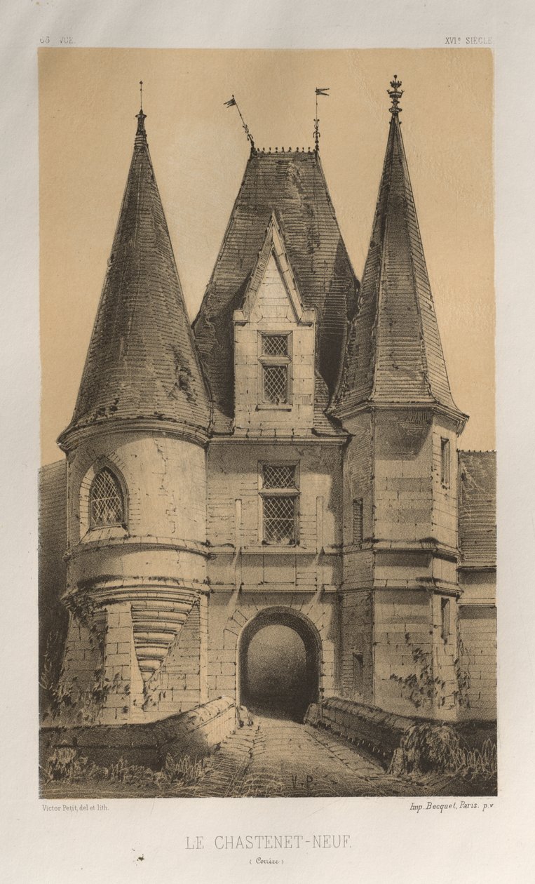 Pittoresk arkitektur eller monument från 1400-talet. Och XVI. Århundraden: Slott i Frankrike från XV och XVI århundraden: Pl. 65, Le ChasteLet-Neuf (Corrèze) av Victor Petit