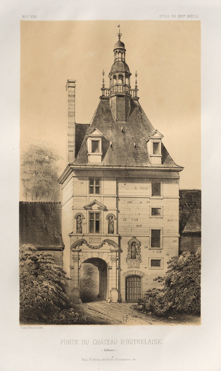 Pittoresk arkitektur eller monument från 1400-talet. Och XVI. Århundraden: Slott i Frankrike av XV och XVI århundraden: Pl. 85, Porte du Château d