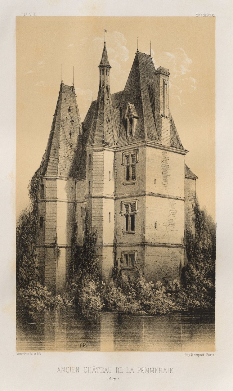 Pittoresk arkitektur eller monument från 1400-talet. Och XVI:e. Århundraden: Slott i Frankrike av XV och XVI århundraden: Pl. 94, Old Château de la Pommeraie (Aisne) av Victor Petit