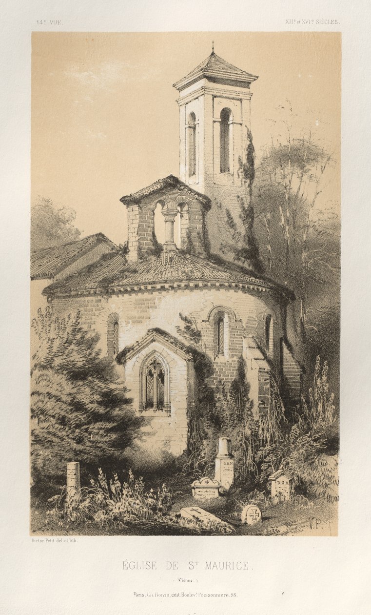 Pittoresk arkitektur eller monument från 1400-talet. Och XVI. Århundraden: Chateaux De France av XV och XVI århundraden: Pl.14, St. Maurice-kyrkan (Vienne) av Victor Petit