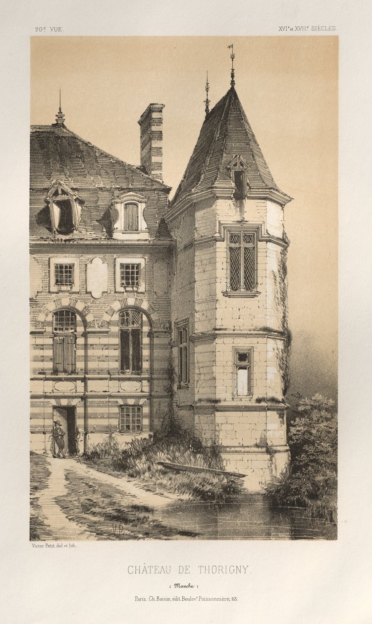 Pittoresk arkitektur eller monument från 1400-talet. Och XVI. Århundraden: Chateaux De France av XV och XVI århundraden: Pl. 20, Chateau De Thorigny (Manche) av Victor Petit