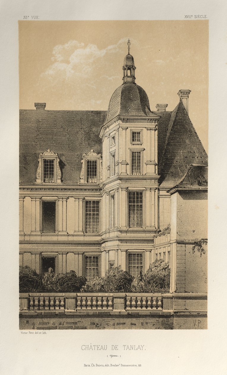 Pittoresk arkitektur eller monument från 1400-talet. Och XVI. Århundraden: Chateaux De France av XV och XVI århundraden: Pl. 33, Château De Tanlay (Yonne) av Victor Petit