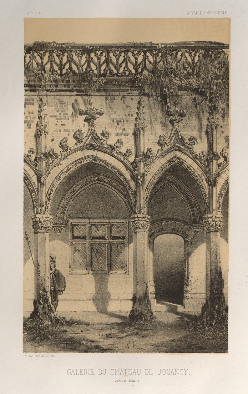 Pittoresk arkitektur eller monument från 1400-talet. Och XVI. Århundraden: Chateaux De France av XV och XVI århundraden: Pl. 41, Galleri Château De Jouancy (Saone et Loire) av Victor Petit