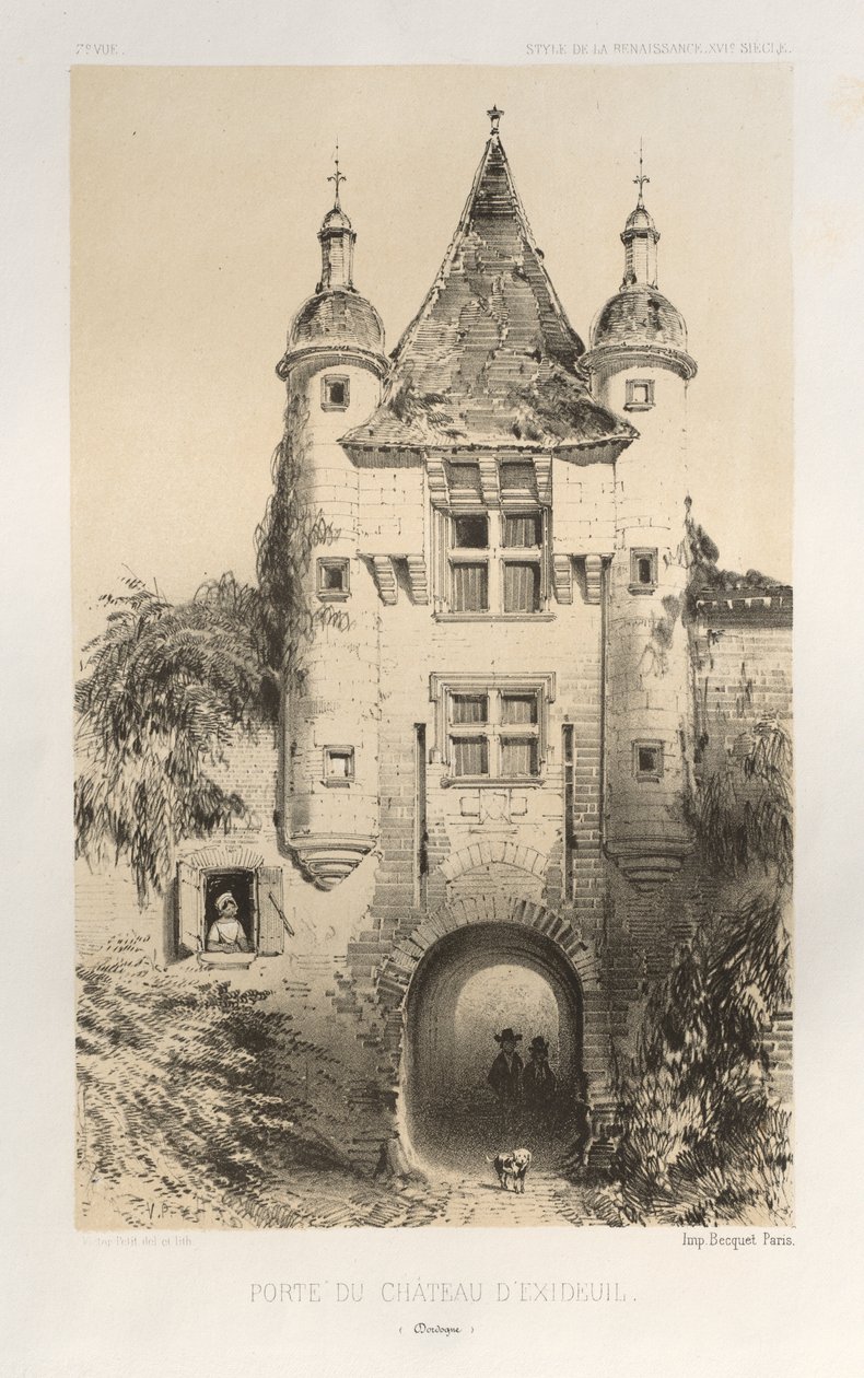 Pittoresk arkitektur eller monument från 1400-talet. Och XVI. Århundraden: Chateaux De France av XV och XVI århundraden: Pl.7, Porten till Chateau d