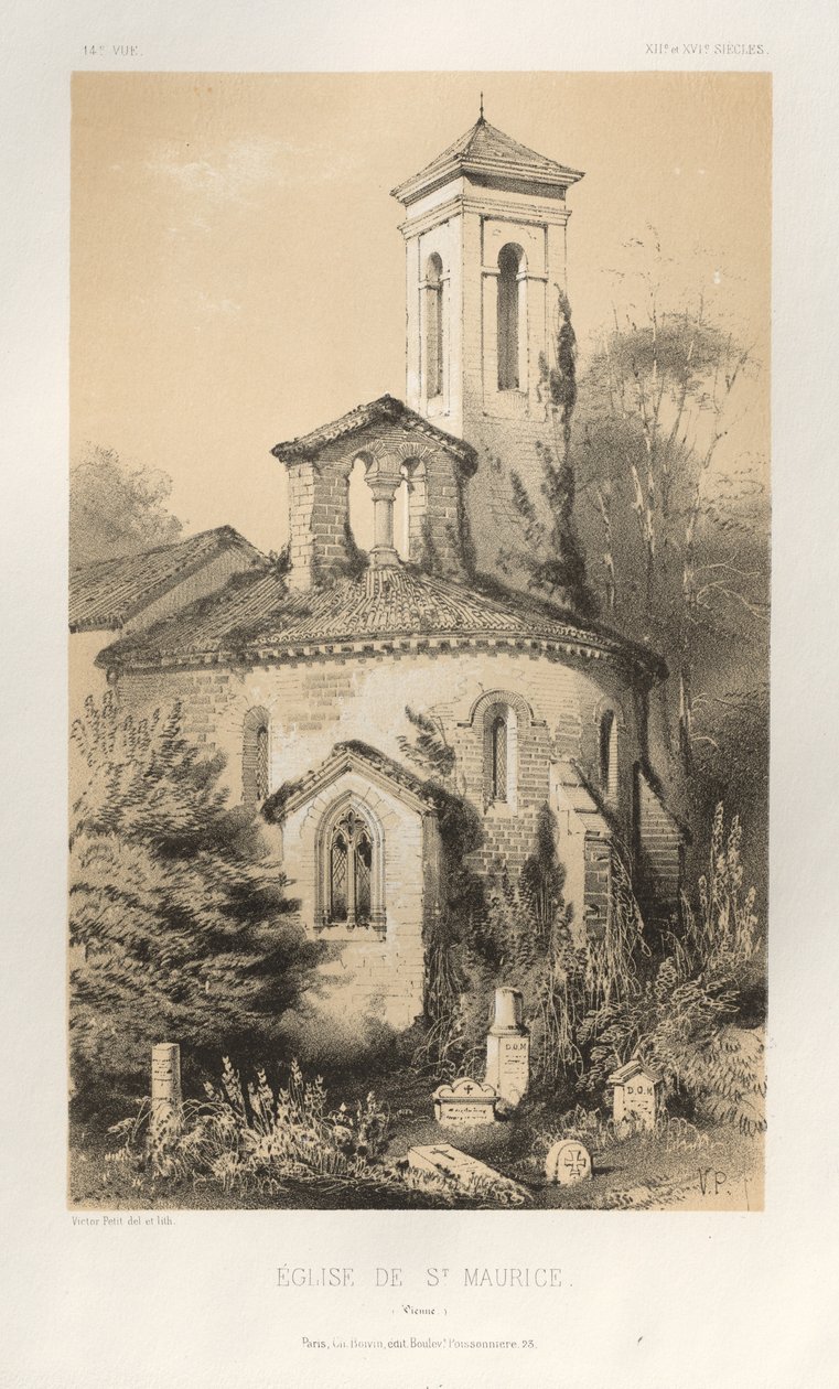 ...Pl.14, St. Maurice Viennes kyrka, 1860. av Victor Petit