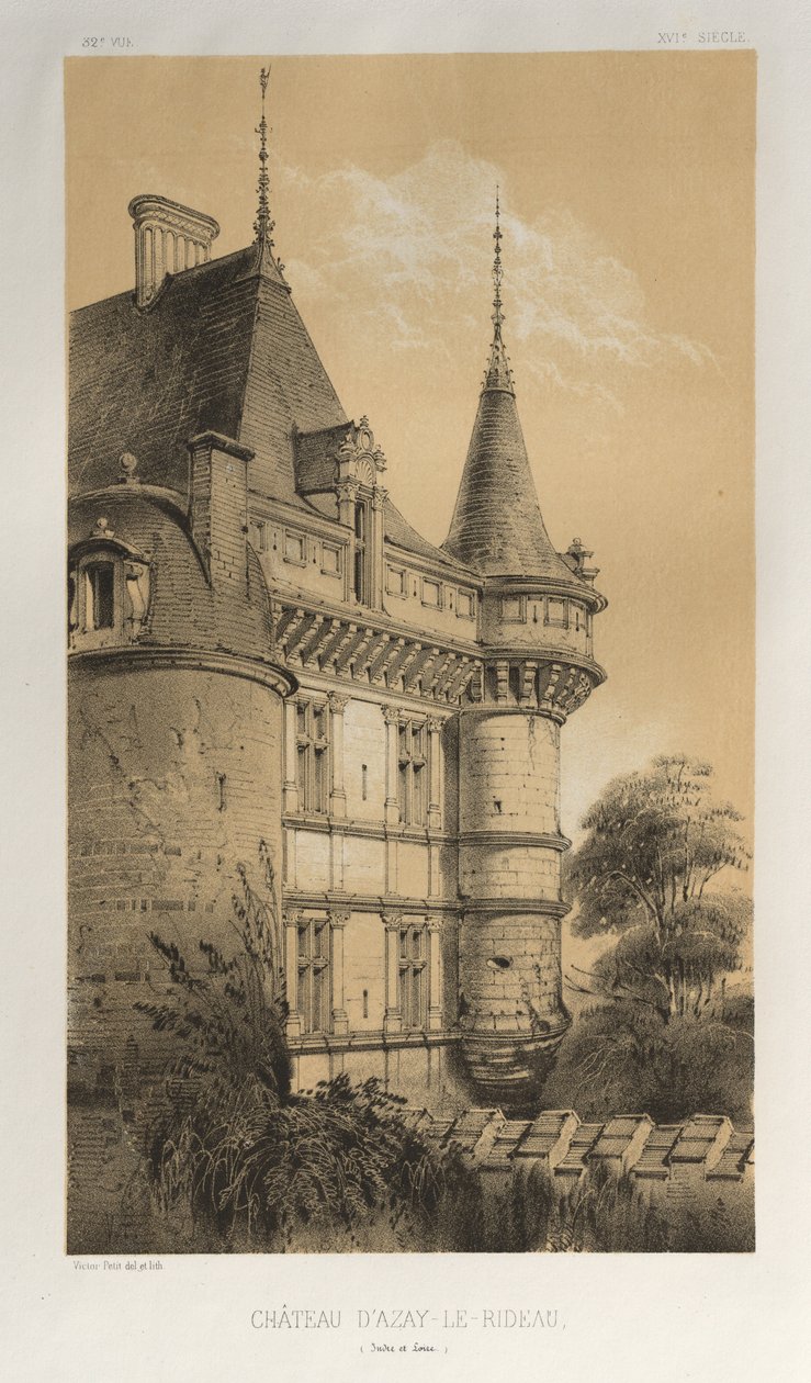 ...pl. 32, Chateau Dazay-Le-Rideau Indre et Loire, 1860. av Victor Petit