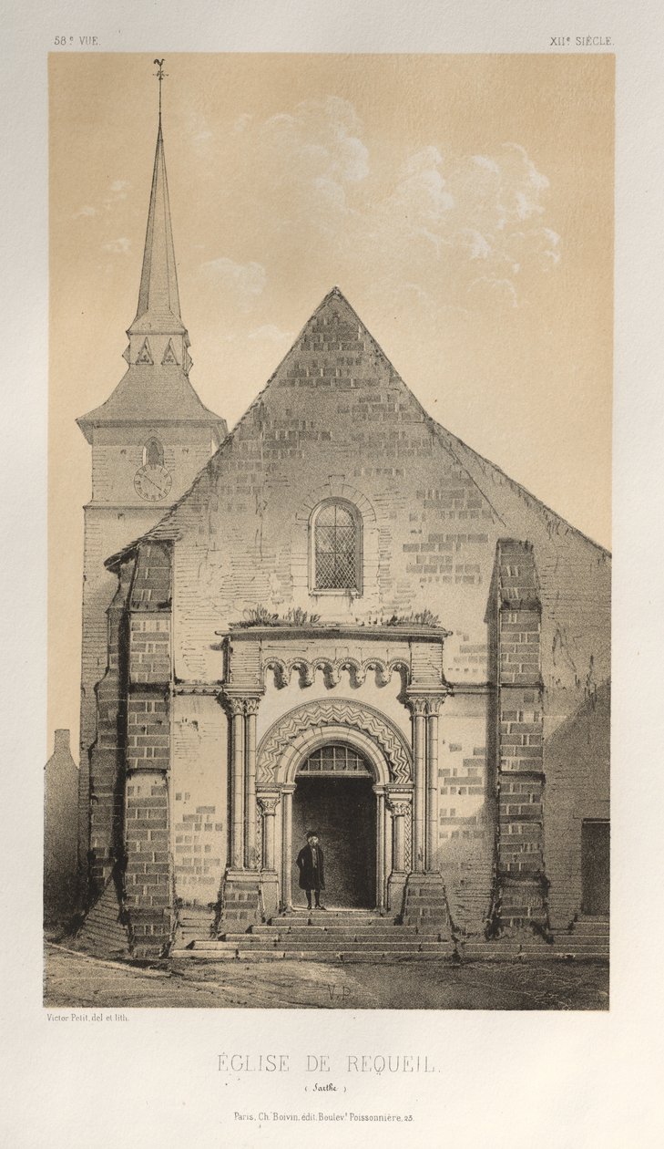 ...pl. 58, Requeil Sarthes kyrka, 1860. av Victor Petit