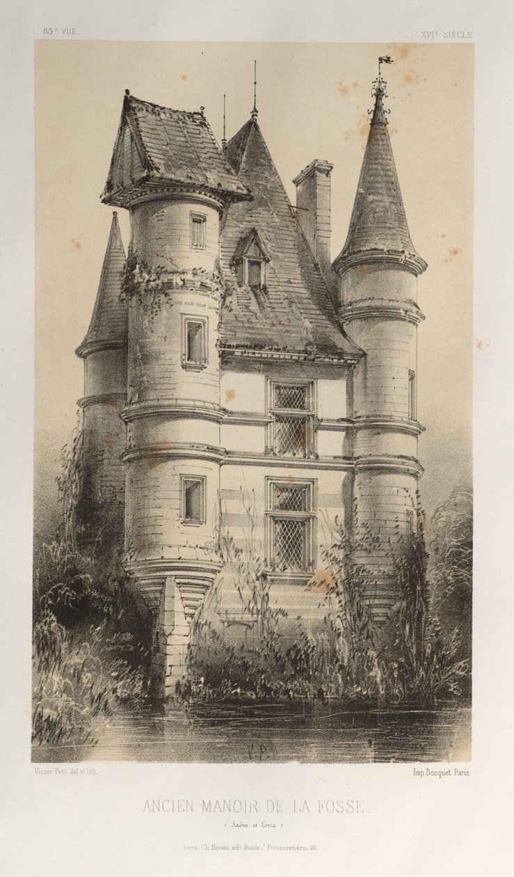 ...pl. 63, Tidigare herrgård De La Fosse Saône et Loire, 1860. av Victor Petit