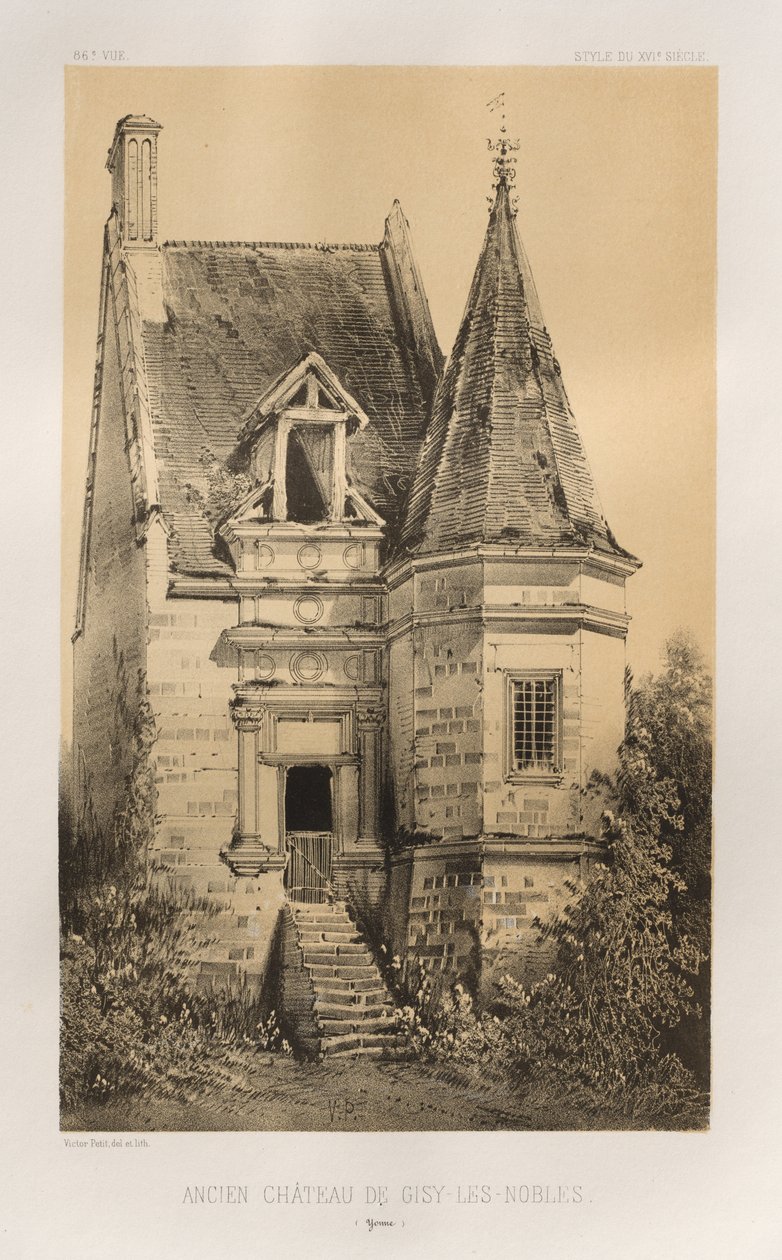 ...pl. 86, Tidigare slottet Gisy-Les-Nobles Yonne, 1860. av Victor Petit
