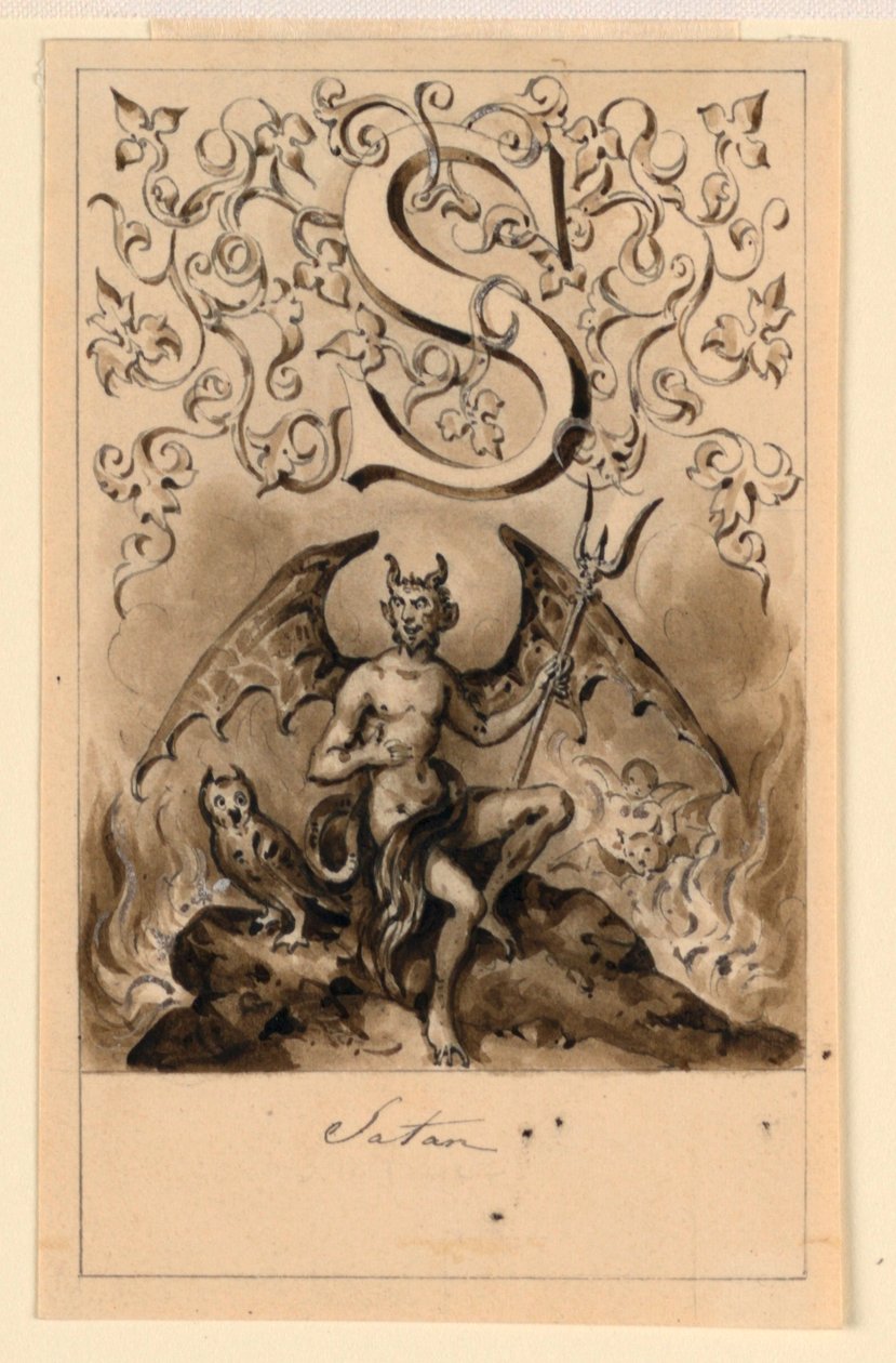 Design för bokstaven S i en primer: Satan av Victor Vincent Adam