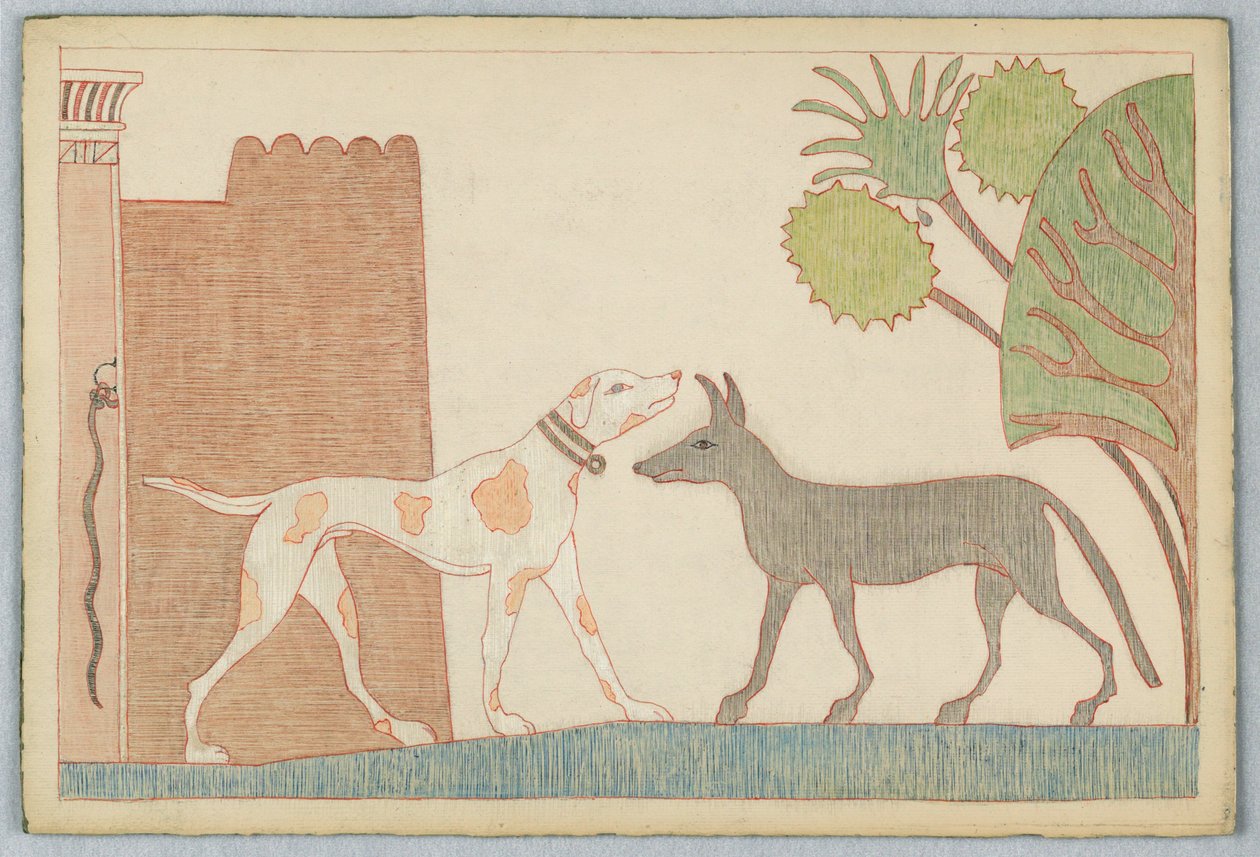 Hunden och vargen, Illustration för Aesops fabler av Victor Wilbour