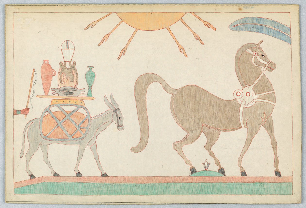 Hästen och åsnan, Illustration för Aesops fabler av Victor Wilbour