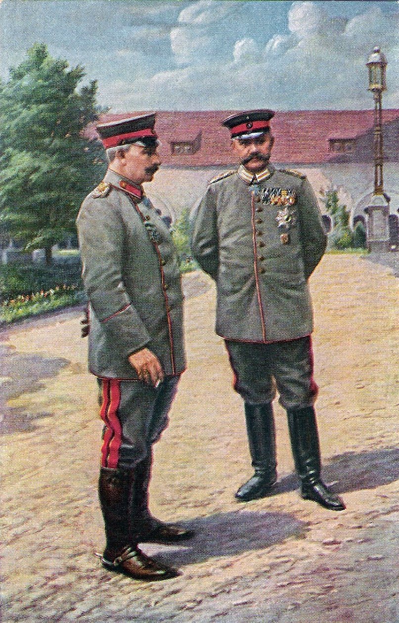 Kaiser Wilhelm II och fältmarskalk von Hindenburg poserar framför slottet i Posen, 1915 av Victoria Augusta von Schleswig Holstein